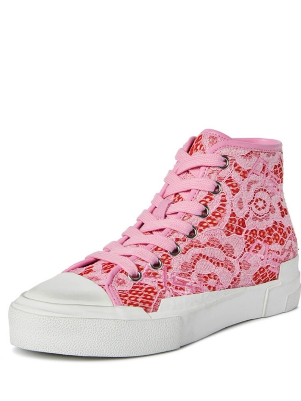 NEW ASH Ghibly lace mesh sneakers in Tango Pink White colorway high top